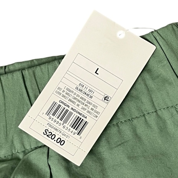 A New Day Olive Green Elastic Waist Shorts - Size Large - Picture 7 of 9